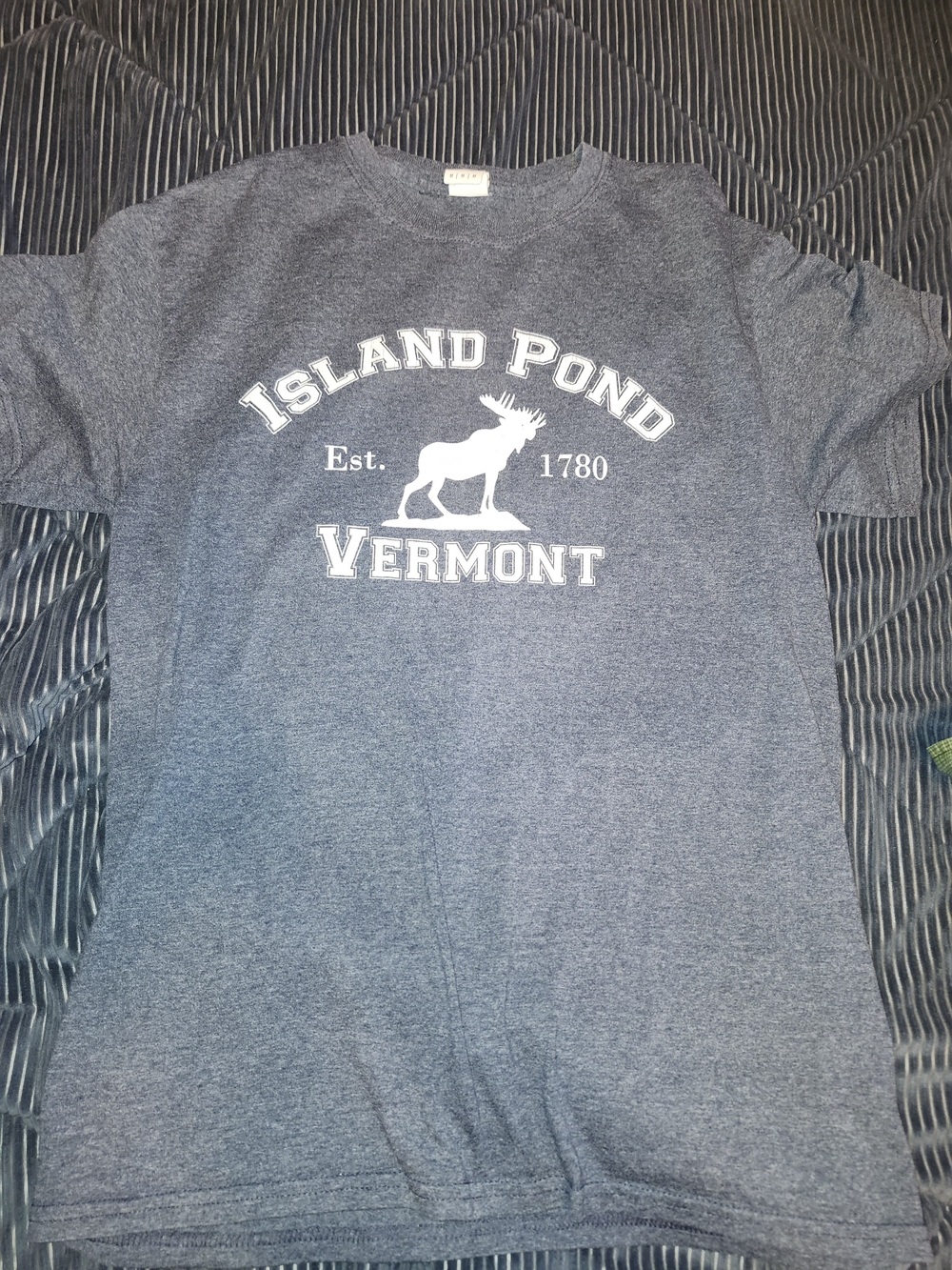 Gildan Heather Navy "Island Pond Vermont" Short Sleeve Tee